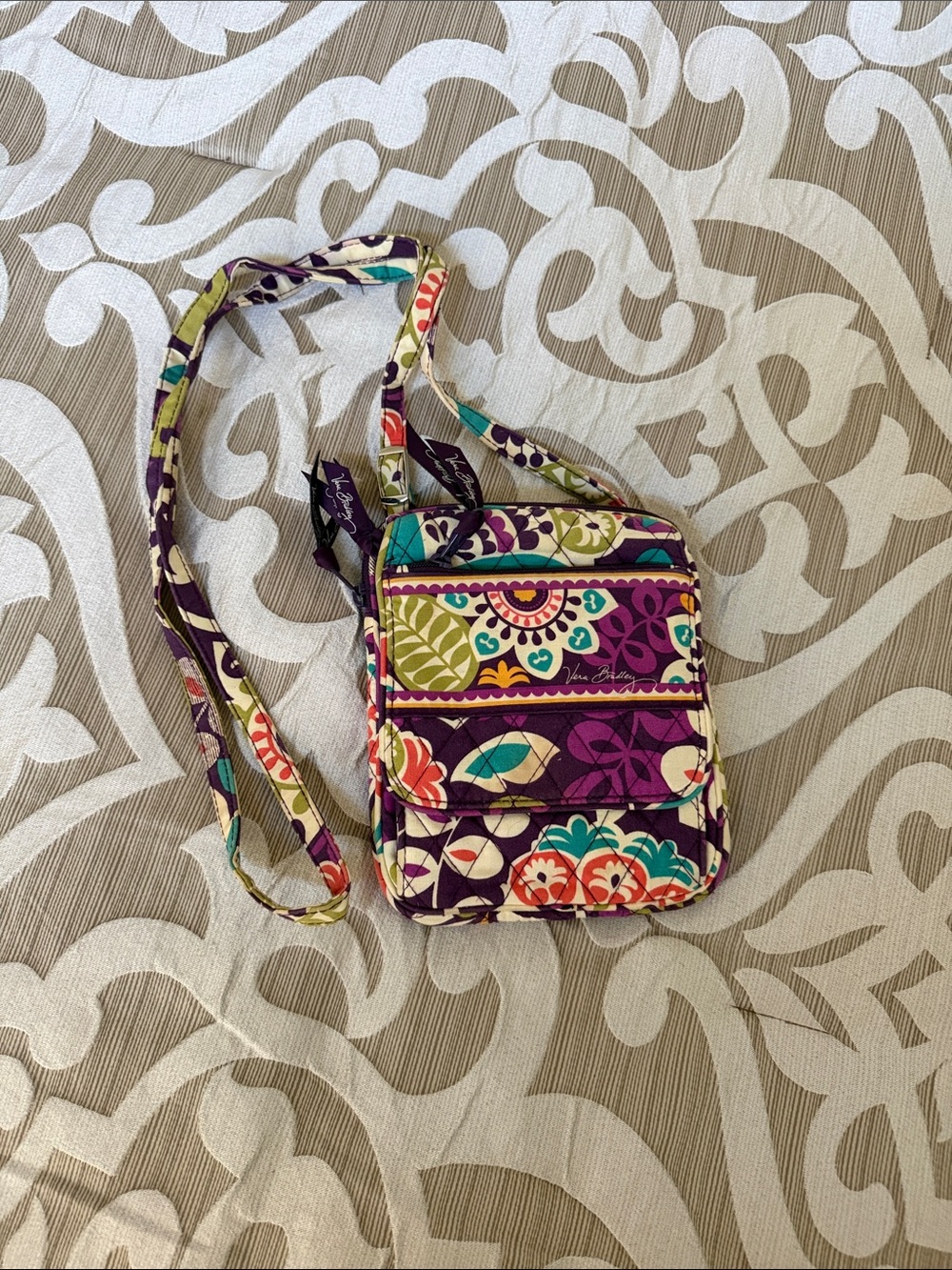 Vera Bradley Multicolor Purple Floral Quilted Crossbody